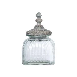 Côté Table Bocal Ernestine Gris Antique En Verre Et Résine