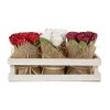 Comptoir De Famille Fleur Rose En Cagette Bouquet Rouge, Blanc En Bois