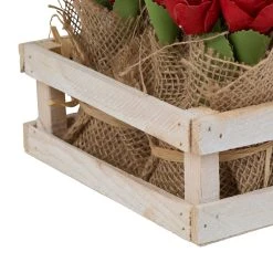 Comptoir De Famille Fleur Rose En Cagette Bouquet Rouge, Blanc En Bois -SEMA DESIGN Boutique 200689 DET03 WEB