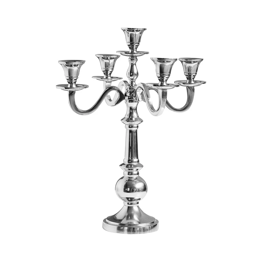 Côté Table Chandelier 5 Branches Esna Argenté En Aluminium 1 Côté Table Chandelier 5 Branches Esna Argenté En Aluminium