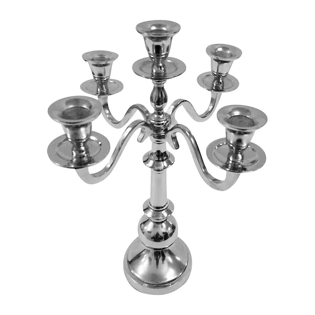 Côté Table Chandelier 5 Branches Esna Argenté En Aluminium 2 Côté Table Chandelier 5 Branches Esna Argenté En Aluminium – Image 2