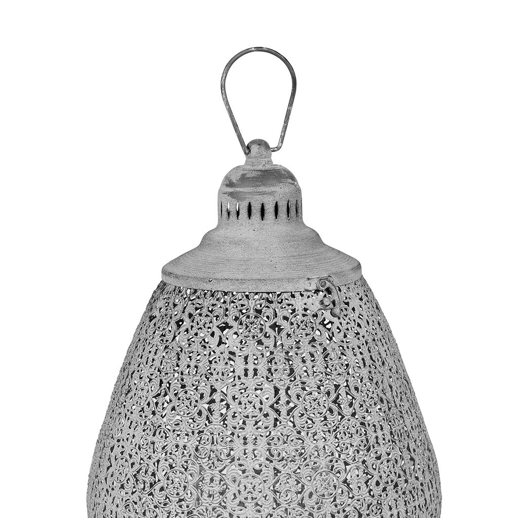 Côté Table Lanterne Orient Grise En Fer Et Verre 2 Côté Table Lanterne Orient Grise En Fer Et Verre – Image 2