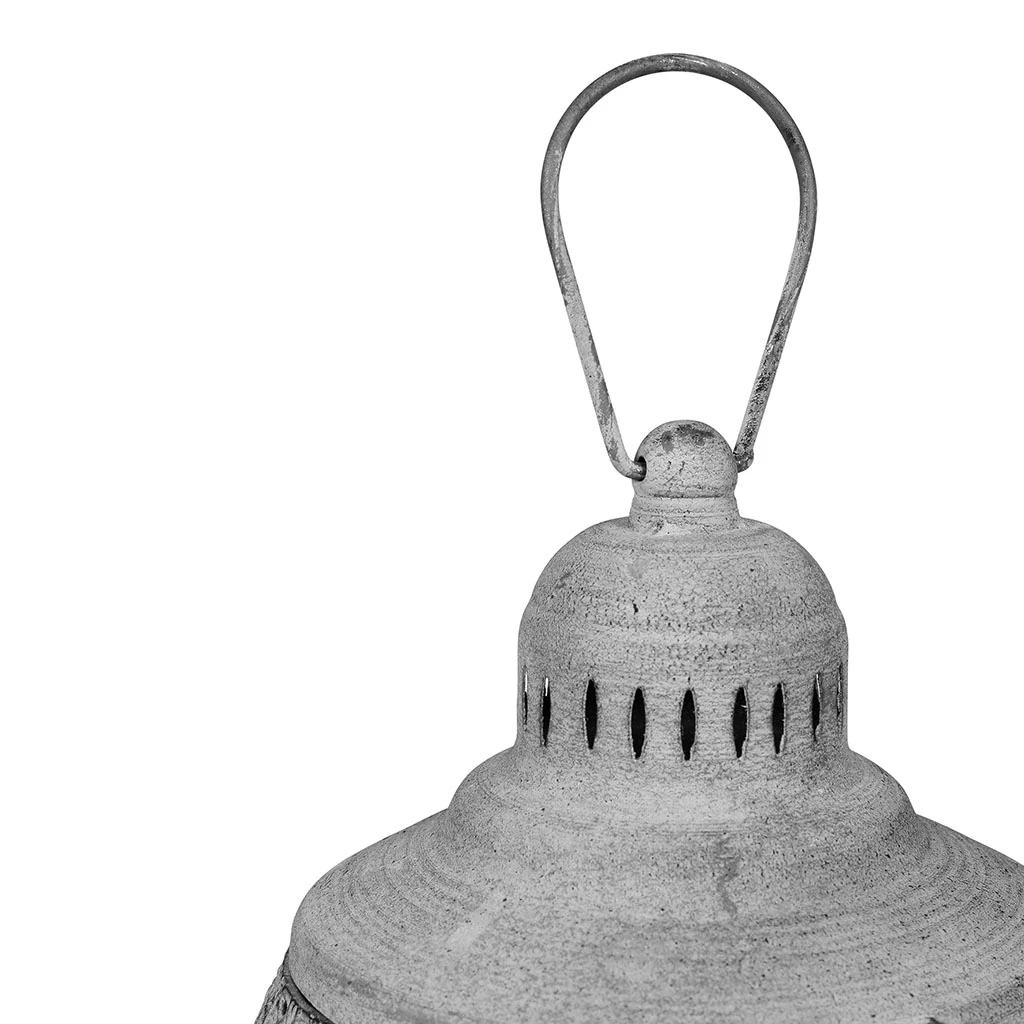 Côté Table Lanterne Orient Grise En Fer Et Verre 4 Côté Table Lanterne Orient Grise En Fer Et Verre – Image 4