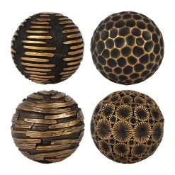 Côté Table Boules Décorative X4 Wouri Doré Et Noir