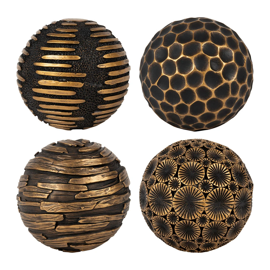 Côté Table Boules Décorative X4 Wouri Doré Et Noir 1 Côté Table Boules Décorative X4 Wouri Doré Et Noir