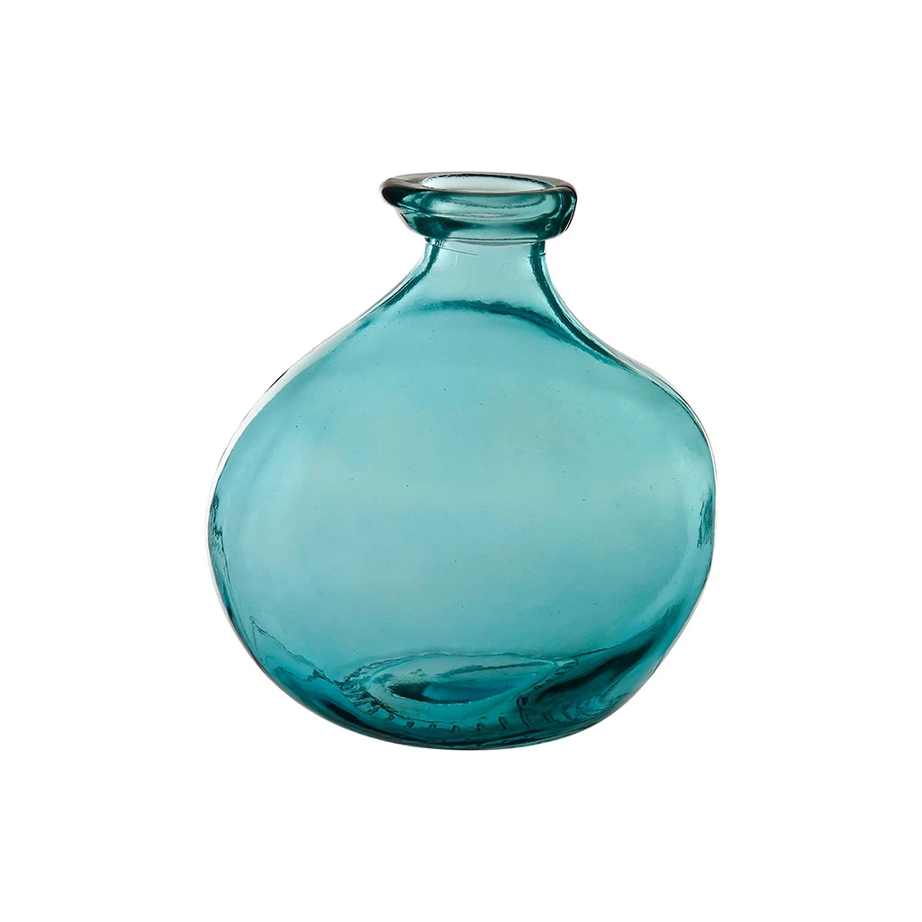 Côté Table Vase Gali Turquoise D16xh18cm Verre Recyclé 1 Côté Table Vase Gali Turquoise D16xh18cm Verre Recyclé