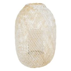 Côté Table Photophore Aritz Naturel Et Blanc D30xh50cm En Bambou