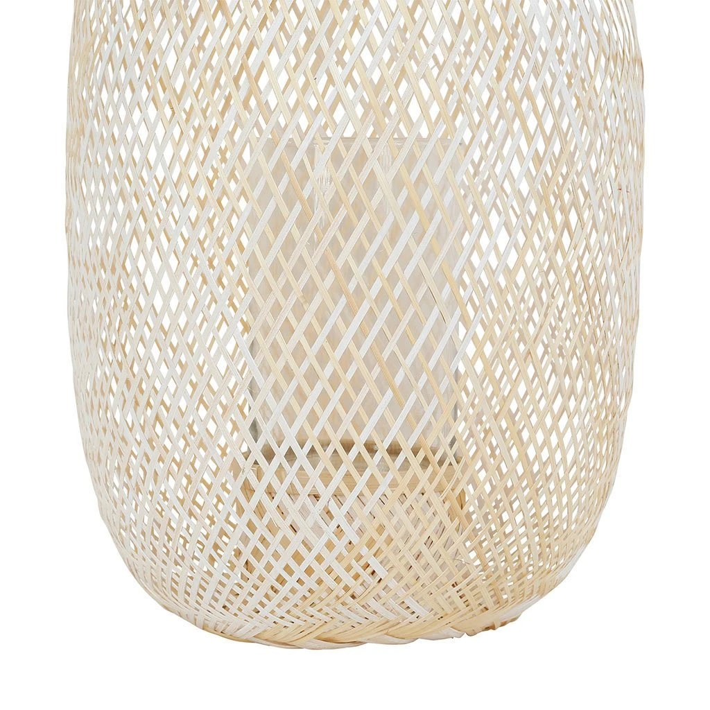 Côté Table Photophore Aritz Naturel Et Blanc D30xh50cm En Bambou 3 Côté Table Photophore Aritz Naturel Et Blanc D30xh50cm En Bambou – Image 3