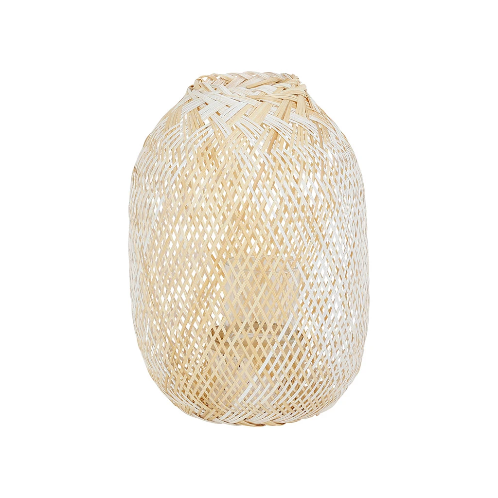 Côté Table Photophore Aritz Naturel Et Blanc D27xh40cm En Bambou 1 Côté Table Photophore Aritz Naturel Et Blanc D27xh40cm En Bambou