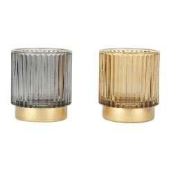 Côté Table Photophore (lot D 2) En Verre Fumé Et Ambre - Aylo