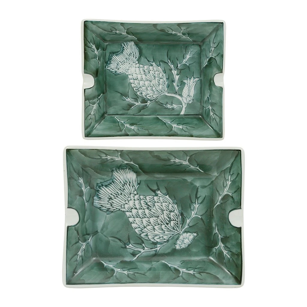 Côté Table Cendriers En Porcelaine Fleurs Vert - Qing 1 Côté Table Cendriers En Porcelaine Fleurs Vert - Qing