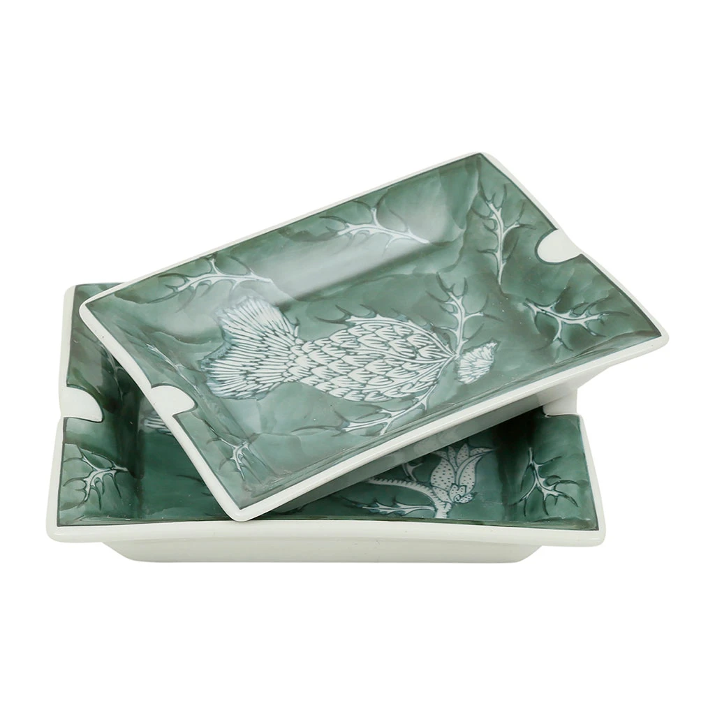 Côté Table Cendriers En Porcelaine Fleurs Vert - Qing 3 Côté Table Cendriers En Porcelaine Fleurs Vert - Qing – Image 3