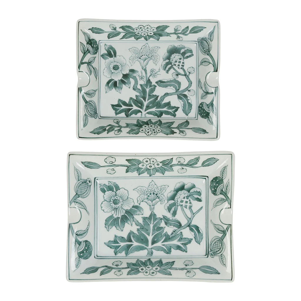 Côté Table Cendriers Fleurs En Porcelaine Vert -ming 1 Côté Table Cendriers Fleurs En Porcelaine Vert -ming