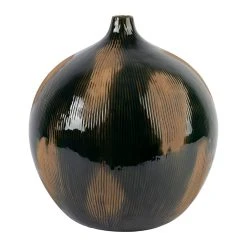 Côté Table Vase Vert Fonce Et Brun D30xh33cm En Faience - Pheses