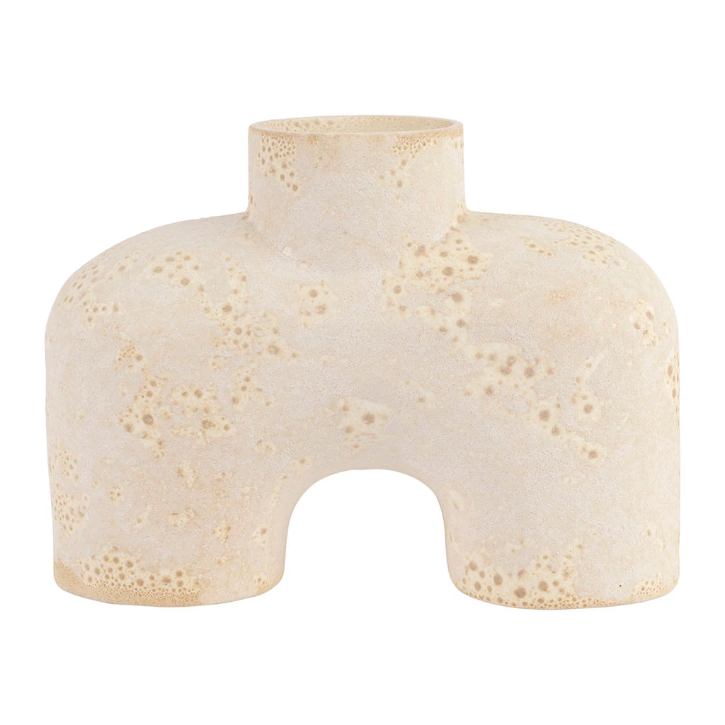 Côté Table Vase Blanc Cassé 20x8xh15cm En Faience - Iktoum 1 Côté Table Vase Blanc Cassé 20x8xh15cm En Faience - Iktoum