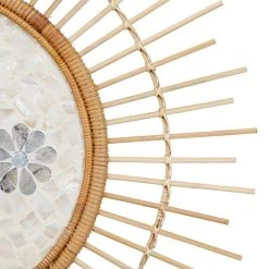 Jardin D'Ulysse Déco Murale Fleur Mon Hirondelle Bleu Et Jaune En Rotin Et Nacre -SEMA DESIGN Boutique 466889 DET02 WEB