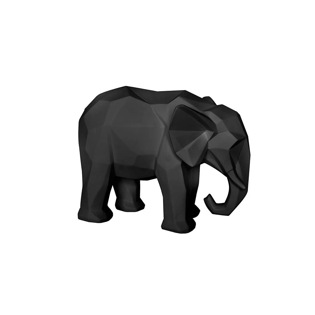 Pt' Statue Origami Elephant Polyrésine Mat Noir 1 Pt' Statue Origami Elephant Polyrésine Mat Noir