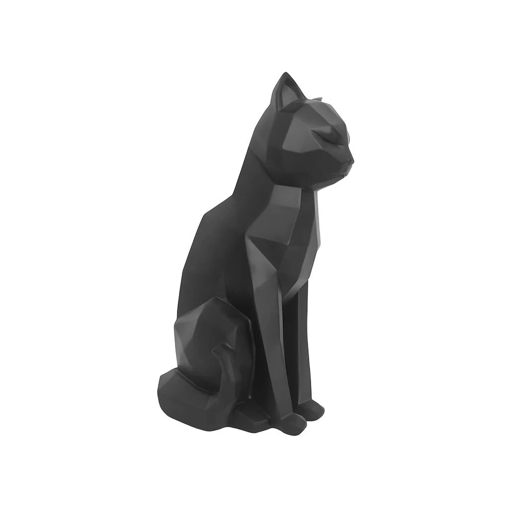 Pt' Statue Origami Chat Polyresine Mat Noir 1 Pt' Statue Origami Chat Polyresine Mat Noir