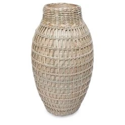 Opjet Vase Hugo En Bambou Et Paille - H34cm