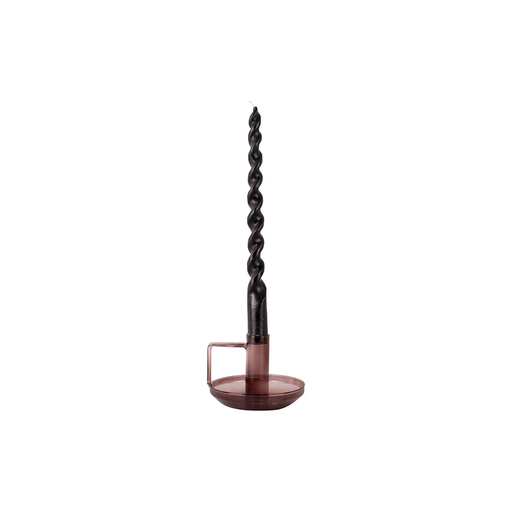 Pt' Bougeoir Moderne En Verre Marron 10x7xh10cm 2 Pt' Bougeoir Moderne En Verre Marron 10x7xh10cm – Image 2