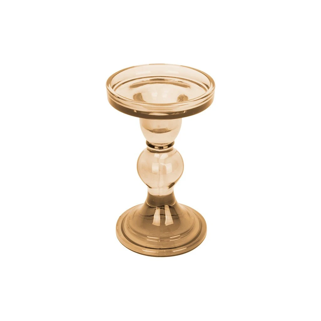 Pt' Bougeoir Art En Verre Sable D8.5xh14cm 2 Pt' Bougeoir Art En Verre Sable D8.5xh14cm – Image 2