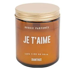 Arty Fêtes Bougie Cire De Soja "je T'aime" Parfum Dianthus Verre Ambré D7.3xh9cm