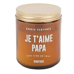 Arty Fêtes Bougie Cire De Soja "je T'aime Papa " Parfum Dianthus Verre Ambré D7.3xh9cm