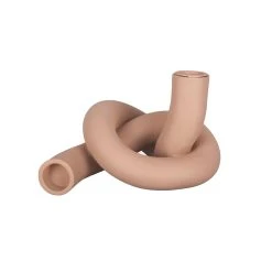 Pt' Bougeoir Noeud Céramique Marron 13.3x18xh10cm