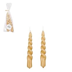 Mica Décorations Set De 2 Bougies Twist Beige Brillant-d2.2xh15cm