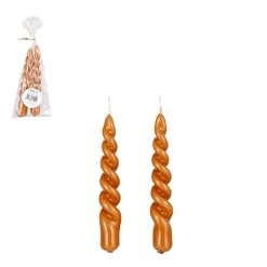 Mica Décorations Set De 2 Bougies Twist Marron Brillant-d2.2xh15cm