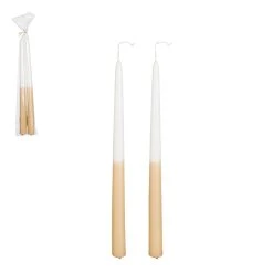 Mica Décorations Set De 2 Bougies Diner Marron-d2.2xh30cm