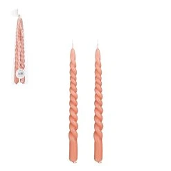 Mica Décorations Set De 2 Bougies Twist Diner Rose-d2.2xh29cm