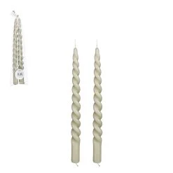Mica Décorations Set De 2 Bougies Twist Diner Vert-d2.2xh29cm