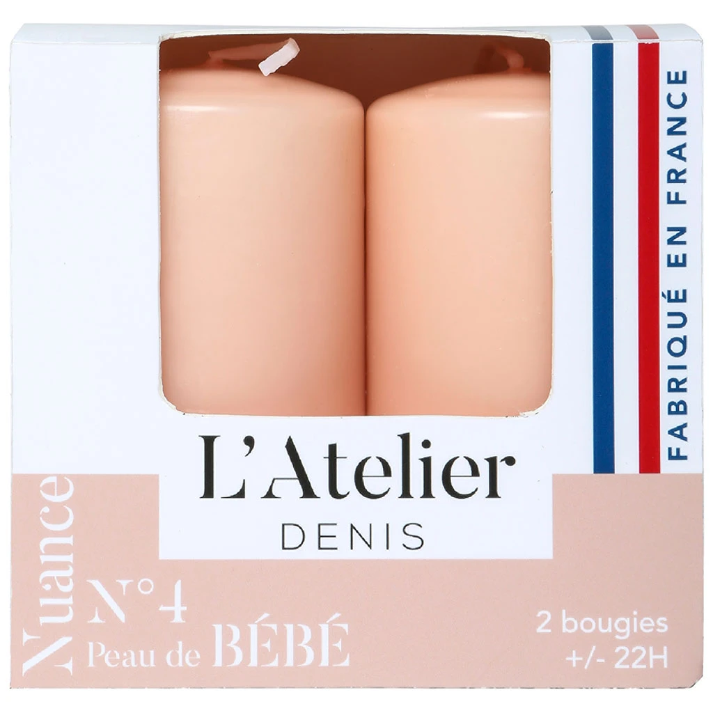 Atelier Denis Boite De 2 Bougies Cylindriques - Rose 1 Atelier Denis Boite De 2 Bougies Cylindriques - Rose