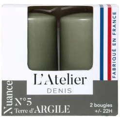 Atelier Denis Boite De 2 Bougies Cylindriques - Argile