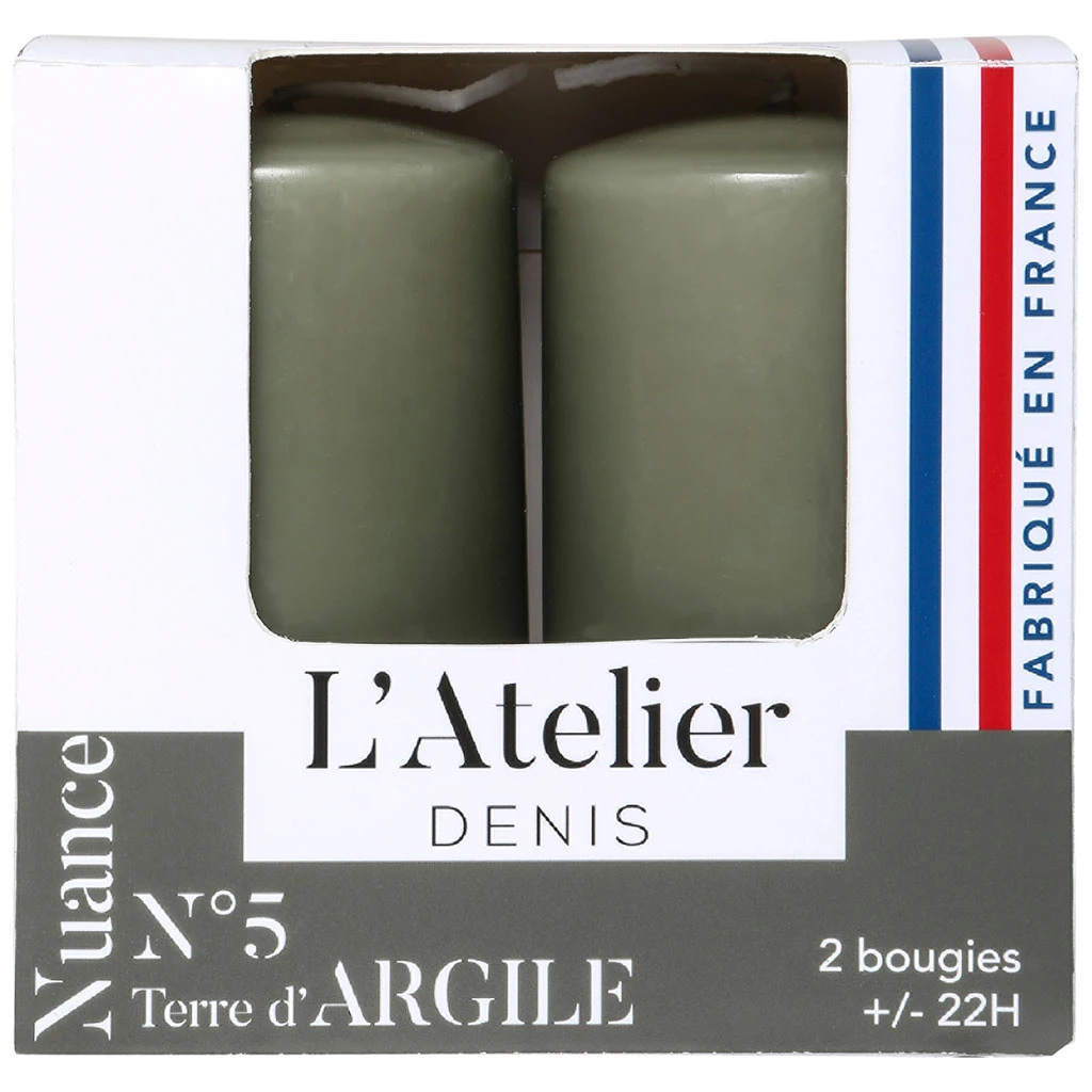 Atelier Denis Boite De 2 Bougies Cylindriques - Argile 1 Atelier Denis Boite De 2 Bougies Cylindriques - Argile