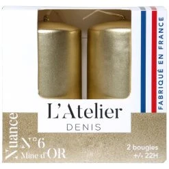 Atelier Denis Boite De 2 Bougies Cylindriques - Or