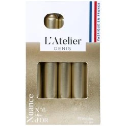 Atelier Denis Boite De 10 Bougies Ménages, Chandelles Dorés - Or H16.5cm
