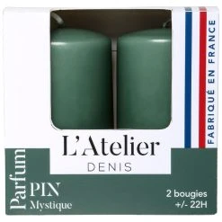 Atelier Denis Boite De 2 Bougies Cylindriques - Vert Sapin