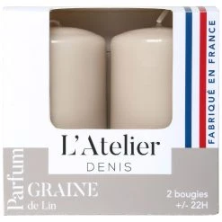 Atelier Denis Boite De 2 Bougies Cylindriques - Lin