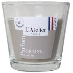 Atelier Denis Bougie Senteur Graine De Lin En Verre - Gris Petit Modèle 90g