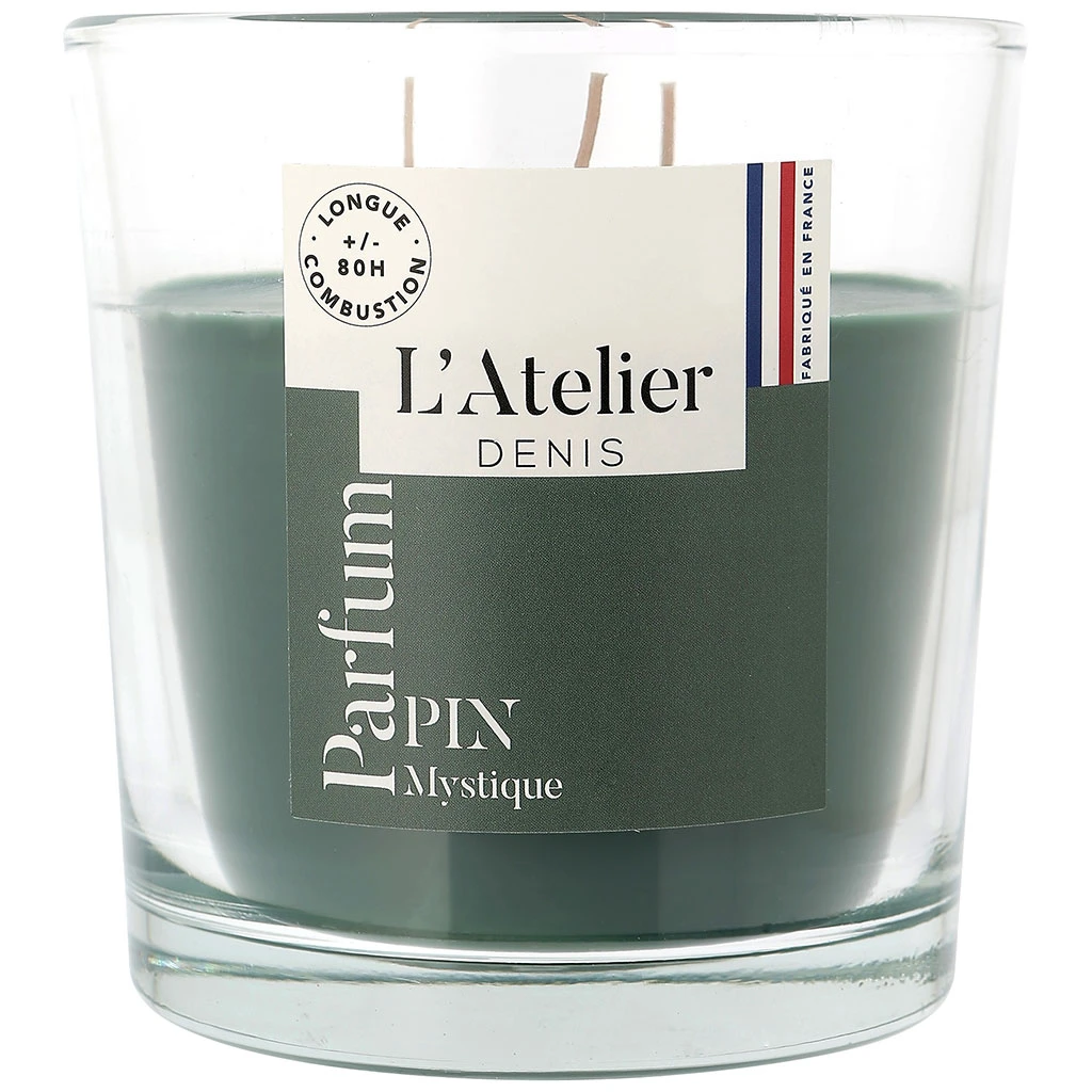 Atelier Denis Bougie Senteur Pin En Verre - Vert Sapin Grand Modèle 500g 1 Atelier Denis Bougie Senteur Pin En Verre - Vert Sapin Grand Modèle 500g