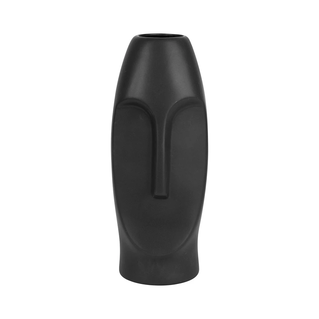 SEMA DESIGN Vase Mate Face Noir H24cm En Gres 1 SEMA DESIGN Vase Mate Face Noir H24cm En Gres