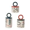SEMA DESIGN Lot De 3 Pots Avec Couvercle Visage Arty Ivoire Et Noir En Gres