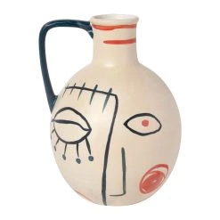 SEMA DESIGN Vase Visage Arty Ivoire Et Noir 16X17Xh23.5Cm En Gres