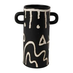 SEMA DESIGN Vase Visage Arty Noir Et Ivoire 15.5X9.5Xh21Cm En Gres