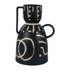 SEMA DESIGN Vase Visage Arty Noir Et Ivoire 10X18Xh30Cm En Gres