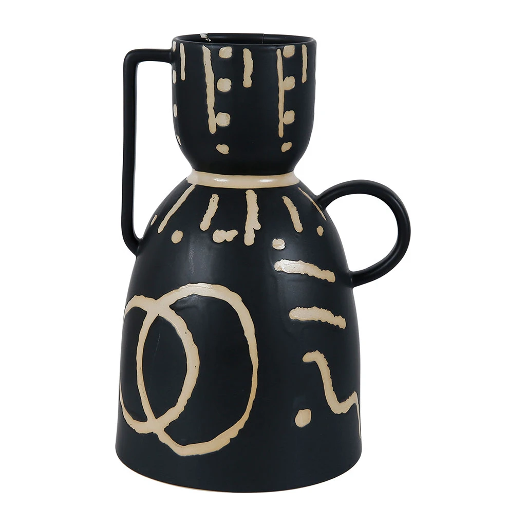 SEMA DESIGN Vase Visage Arty Noir Et Ivoire 10X18Xh30Cm En Gres 1 SEMA DESIGN Vase Visage Arty Noir Et Ivoire 10X18Xh30Cm En Gres