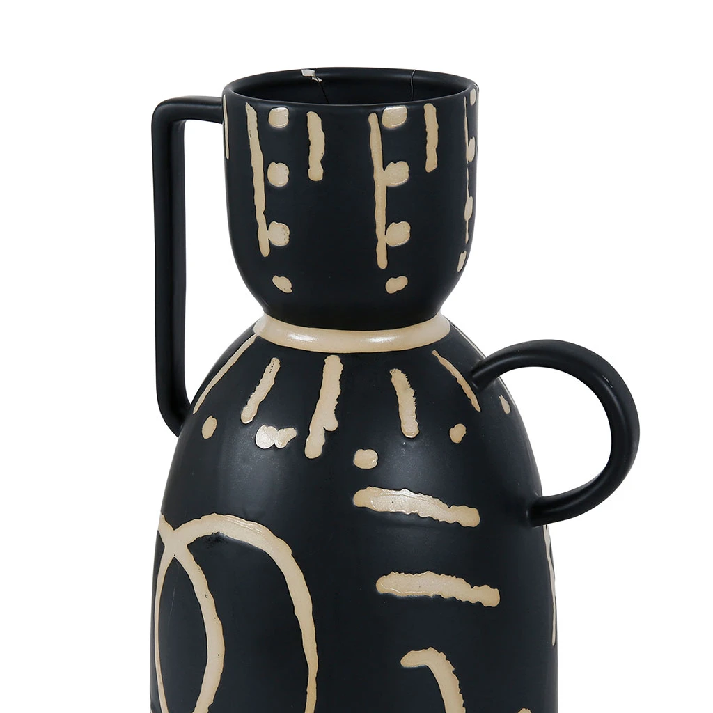SEMA DESIGN Vase Visage Arty Noir Et Ivoire 10X18Xh30Cm En Gres 2 SEMA DESIGN Vase Visage Arty Noir Et Ivoire 10X18Xh30Cm En Gres – Image 2