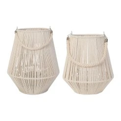 SEMA DESIGN Lanterne X2 Corde Creme Nature D30xh37 Et D17.5xh20cm